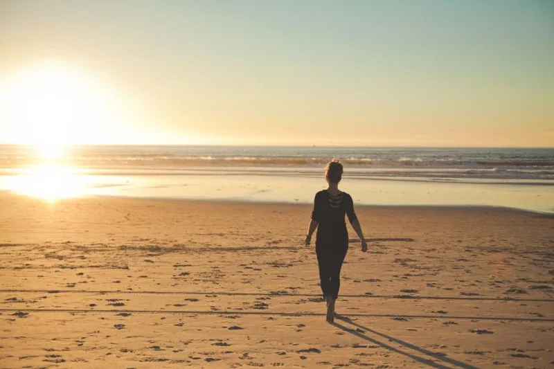 Beach walk photograph, a typical opening image for a digital scrapbook